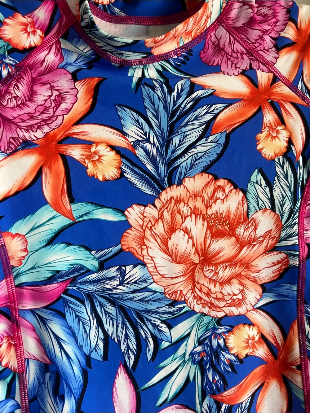 Hapari Passion Short Sleeve Rash Guard Size M Blue Tropical Floral NWT - Picture 2 of 12